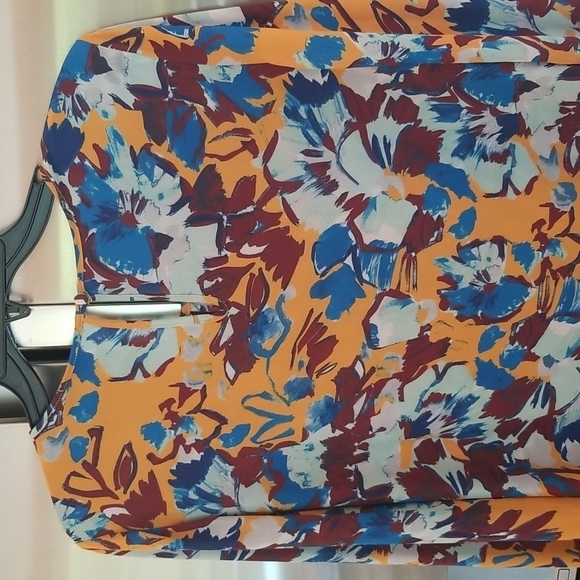 💕PRABAL GURUNG💕 COLECTIVE Ochre Floral Ruffle Front Blouse ~ 14 NWOT - Picture 11 of 14